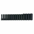 Williams Socket Set, 16 Pieces, 1/2 Inch Dr, Impact, 1/2 Inch Size JHWMS-1416RC